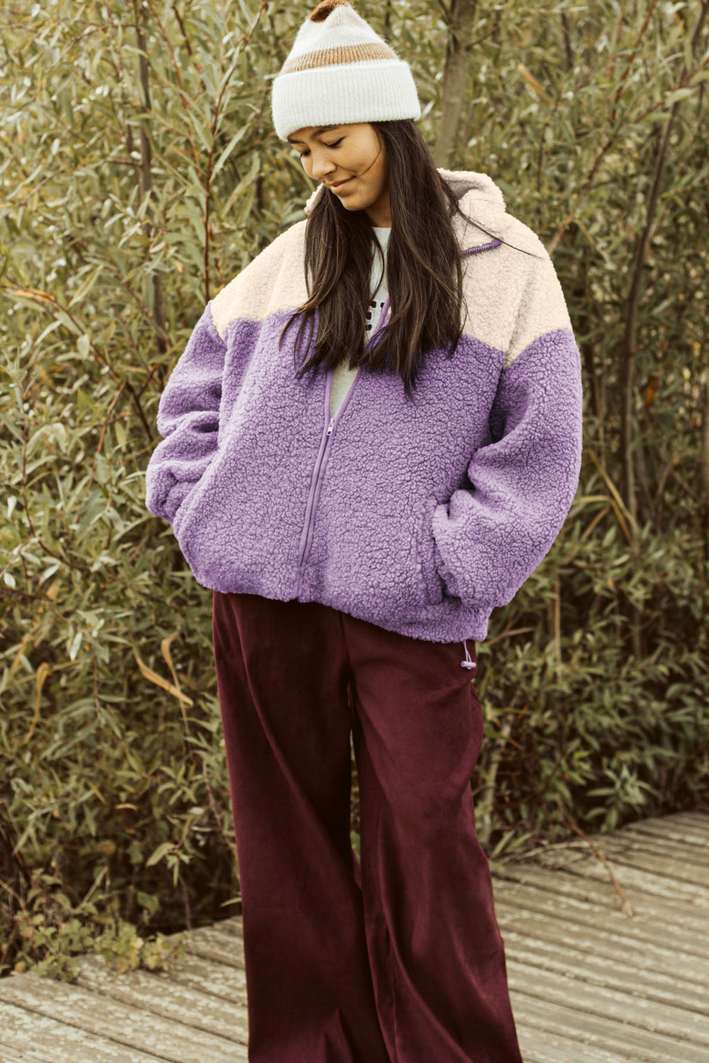 women teddy SMILEY JACKET happy lilac