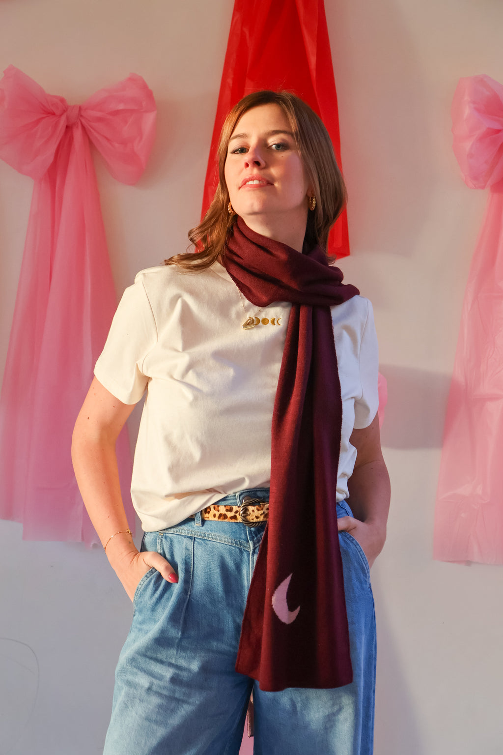 burgundy MOON scarf