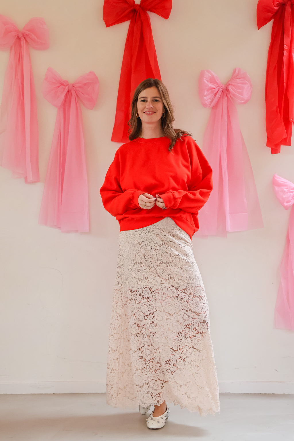 fiery red NO RISK NO MAGIC loose fit