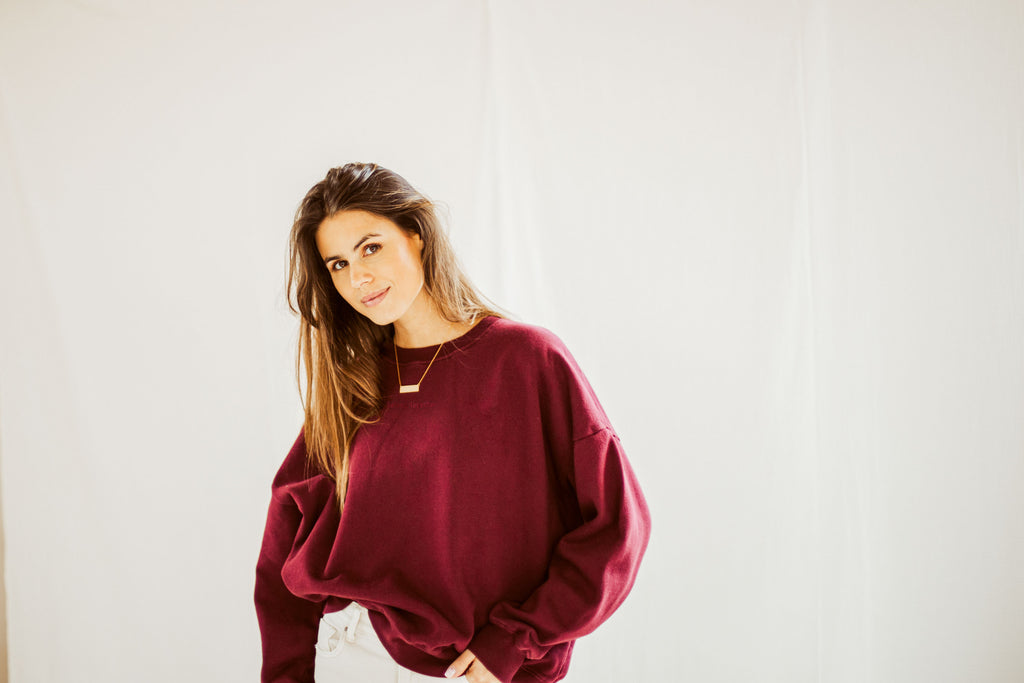 burgundy BELONG TOGETHER sweatshirt loose fit