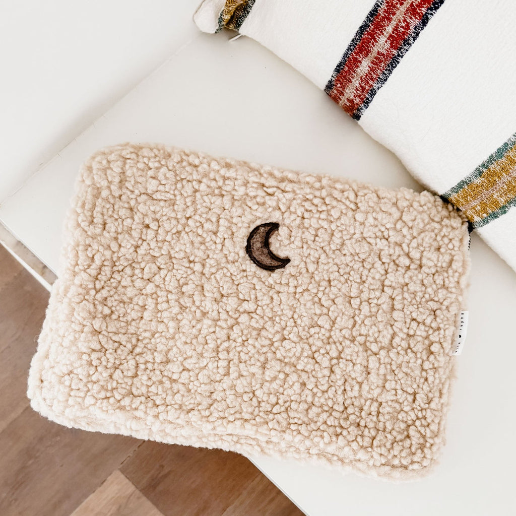 beige MOON teddy laptop sleeve