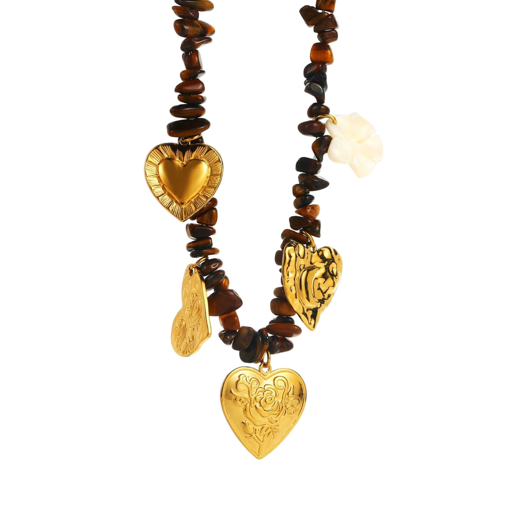 brown HEARTS funky necklace