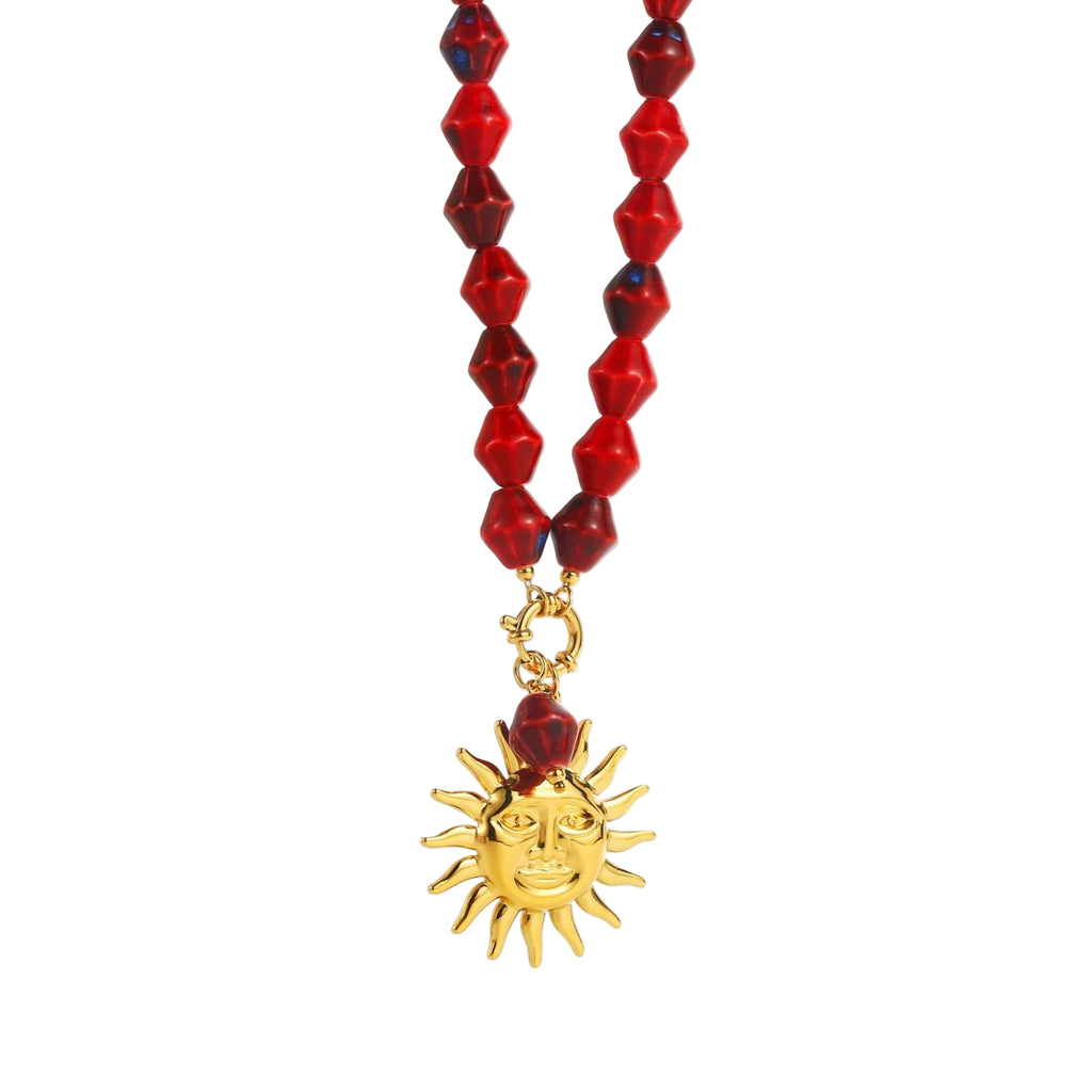 burgundy SUN necklace
