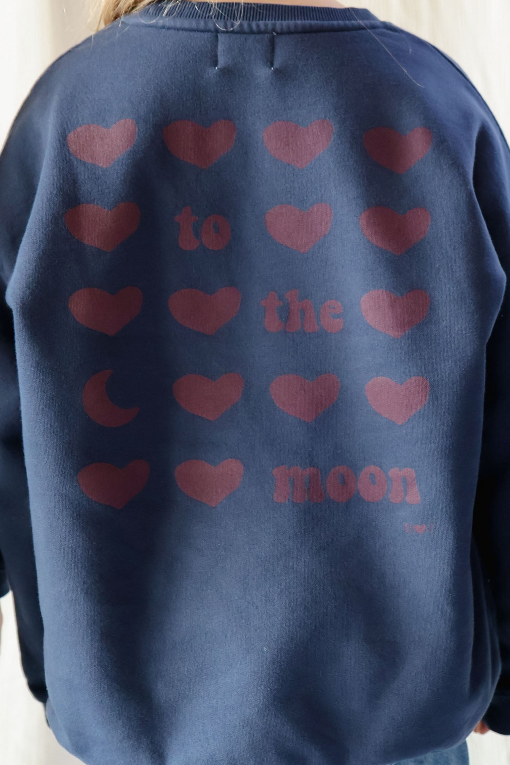 little ink blue TO THE MOON HEARTS loose fit sweatshirt