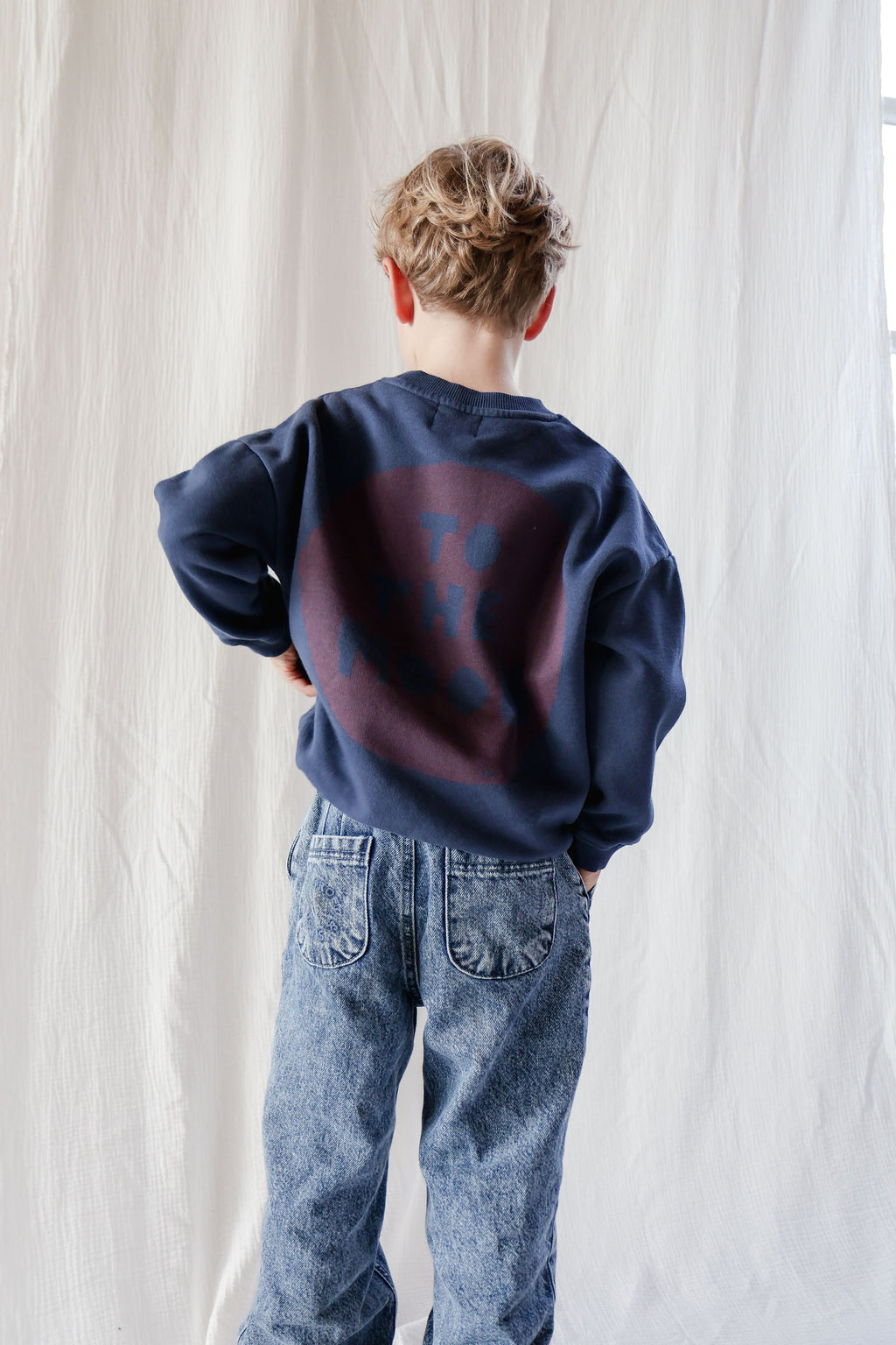 little ink blue TO THE MOON CIRCLE loose fit sweatshirt