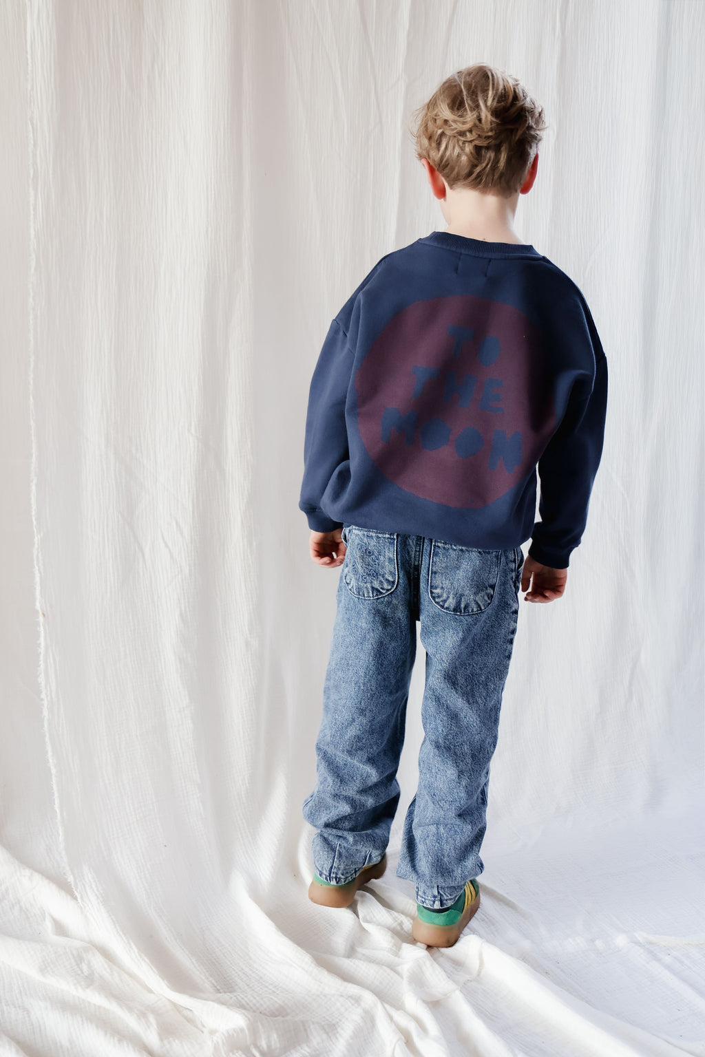 little ink blue TO THE MOON CIRCLE loose fit sweatshirt