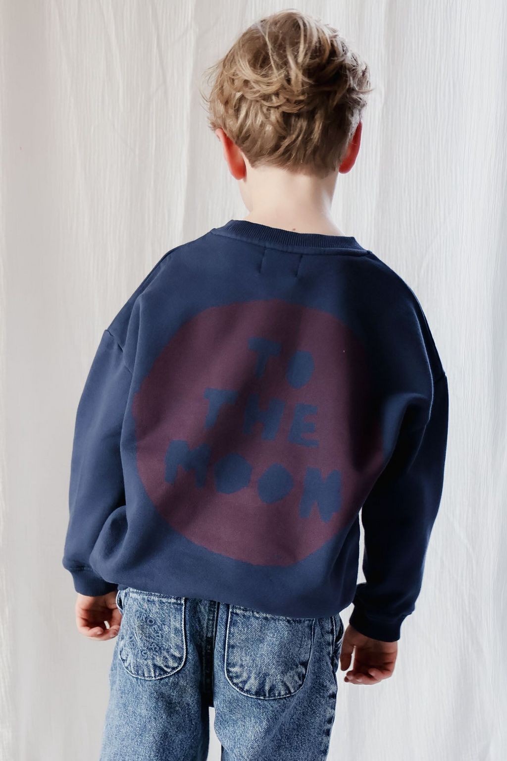 little ink blue TO THE MOON CIRCLE loose fit sweatshirt