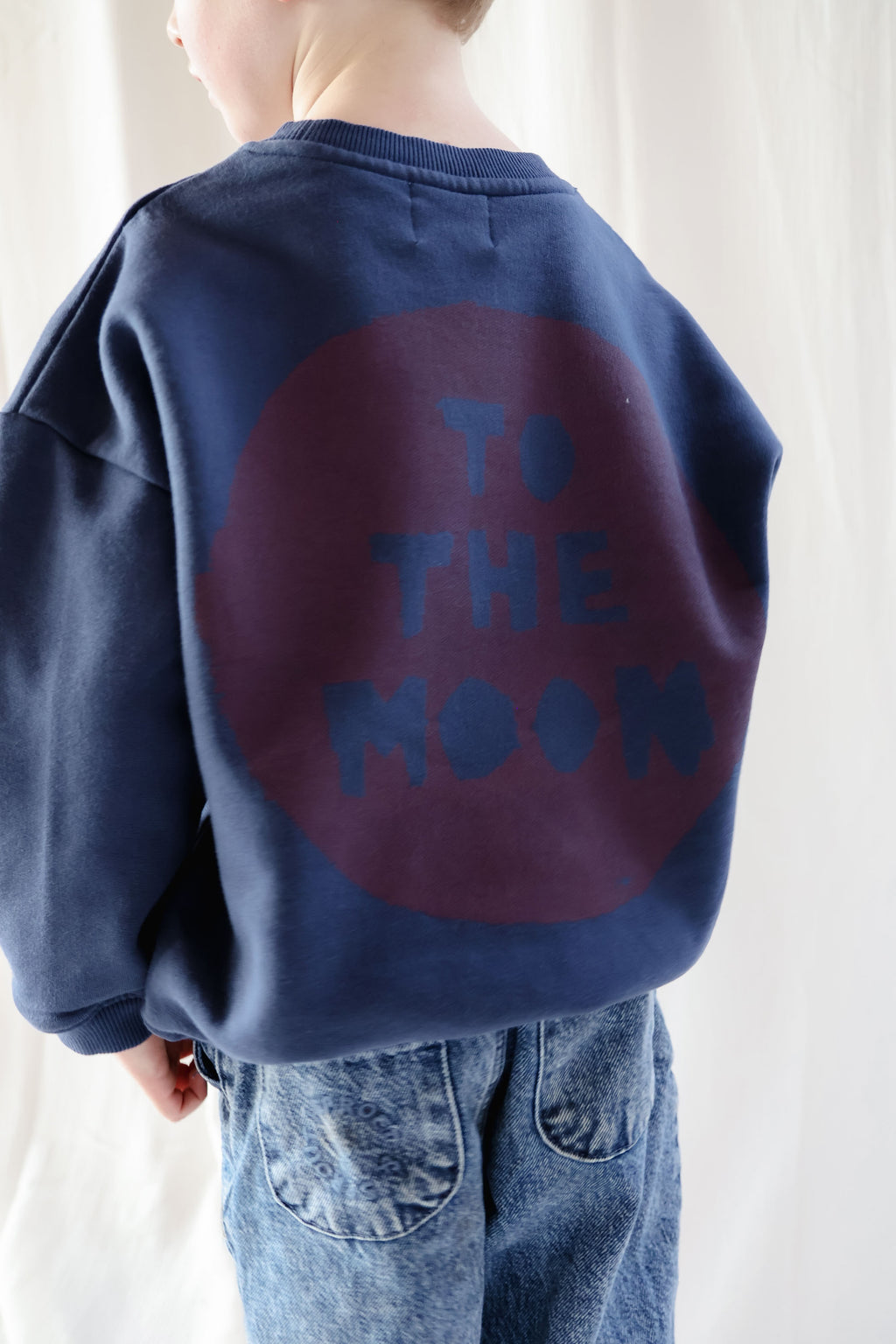 little ink blue TO THE MOON CIRCLE loose fit sweatshirt