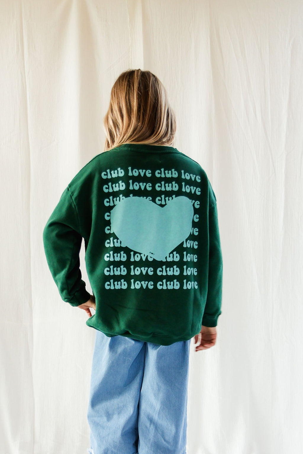 little deep green CLUB LOVE loose fit sweatshirt