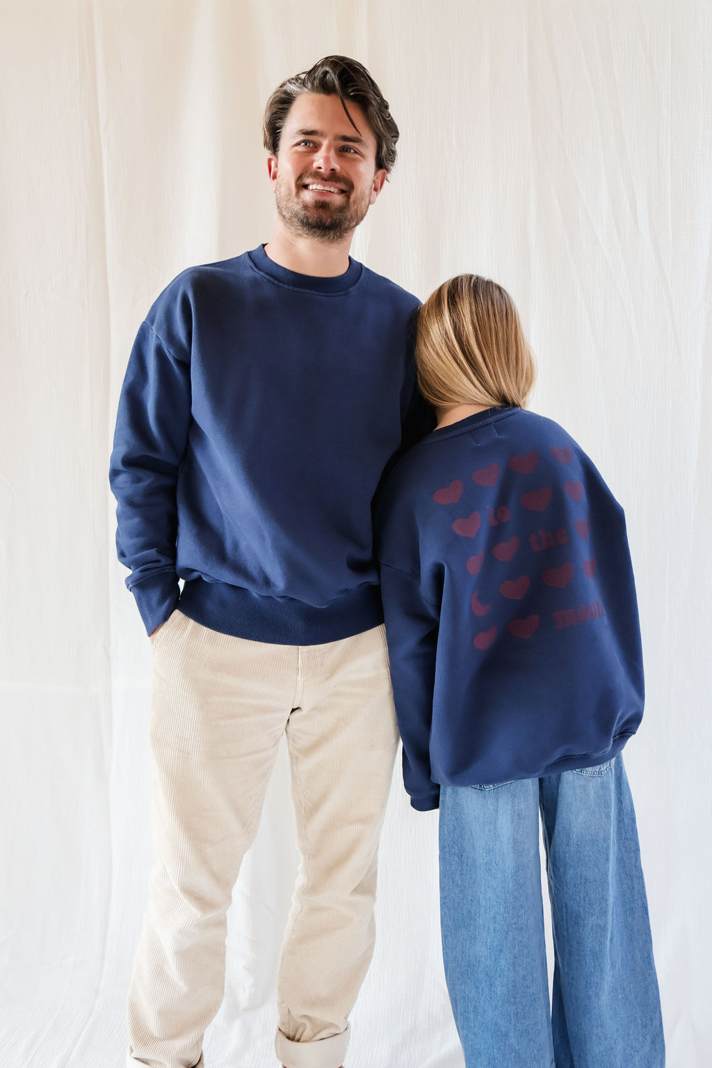 little ink blue TO THE MOON HEARTS loose fit sweatshirt