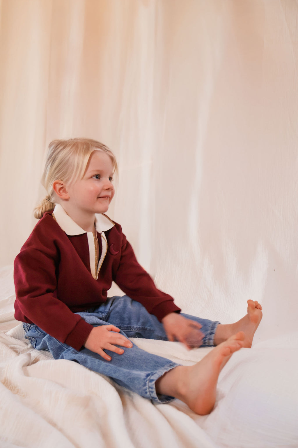 burgundy sweatshirt polo MOON kids