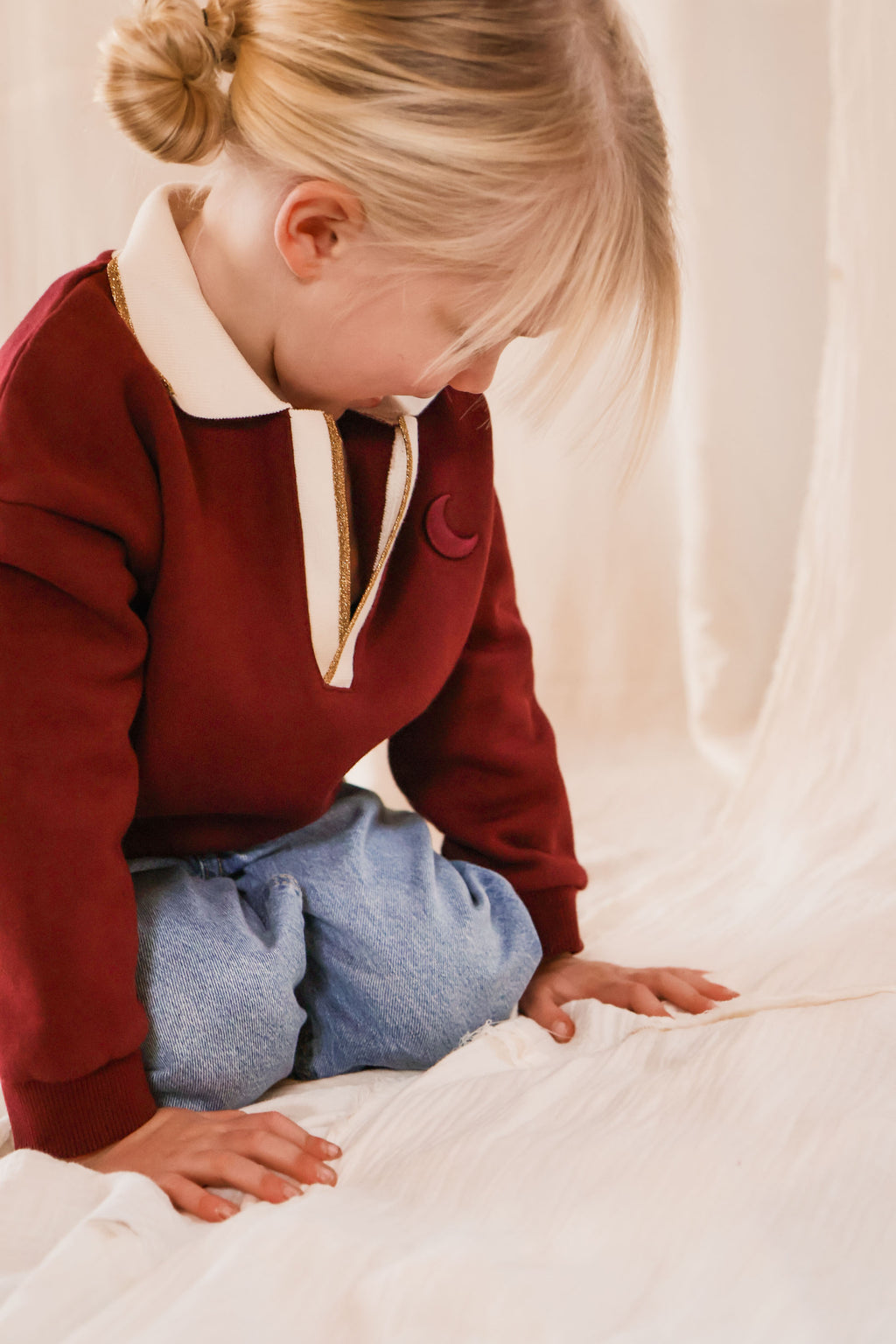 burgundy sweatshirt polo MOON kids
