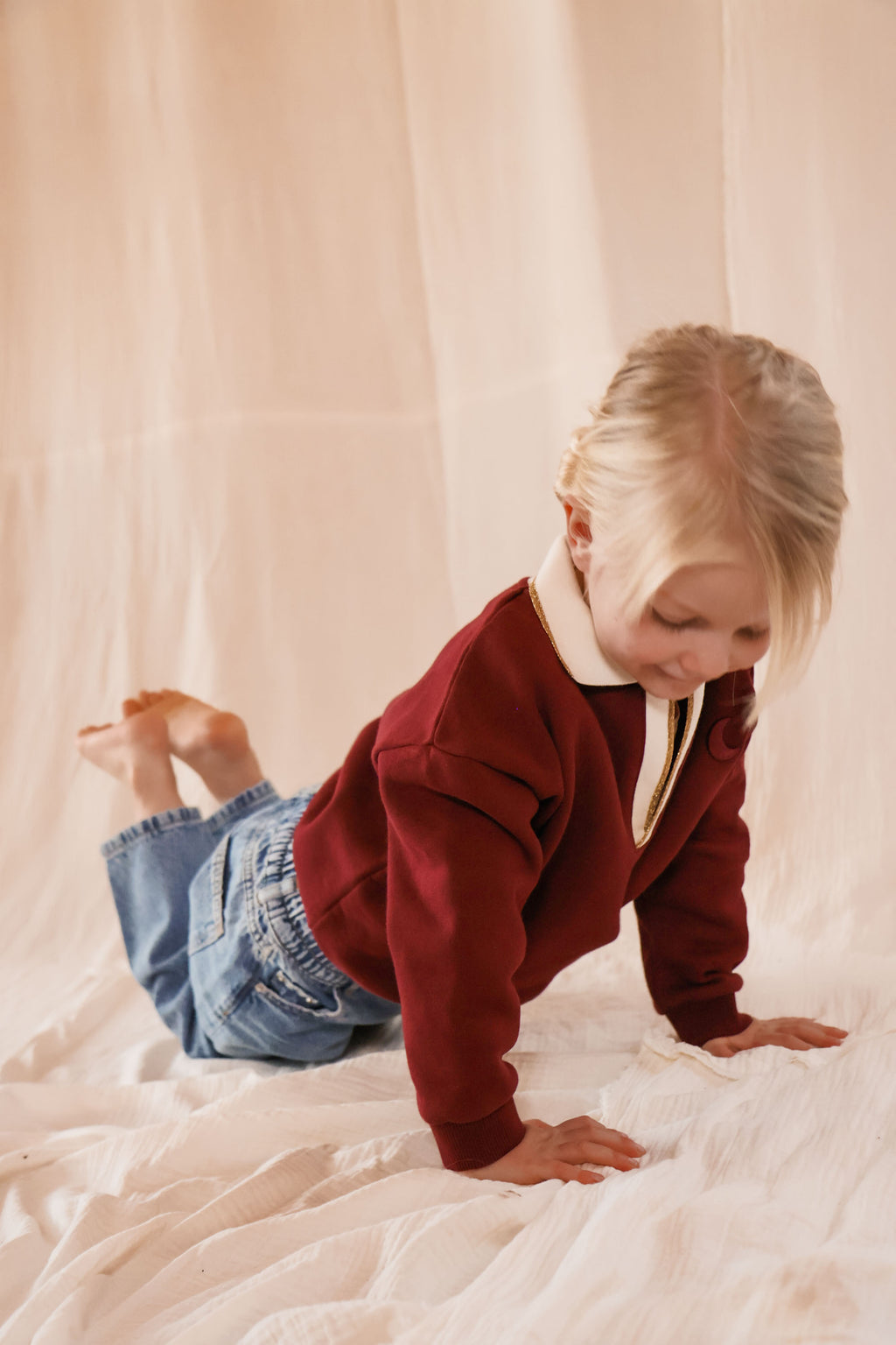 burgundy sweatshirt polo MOON kids