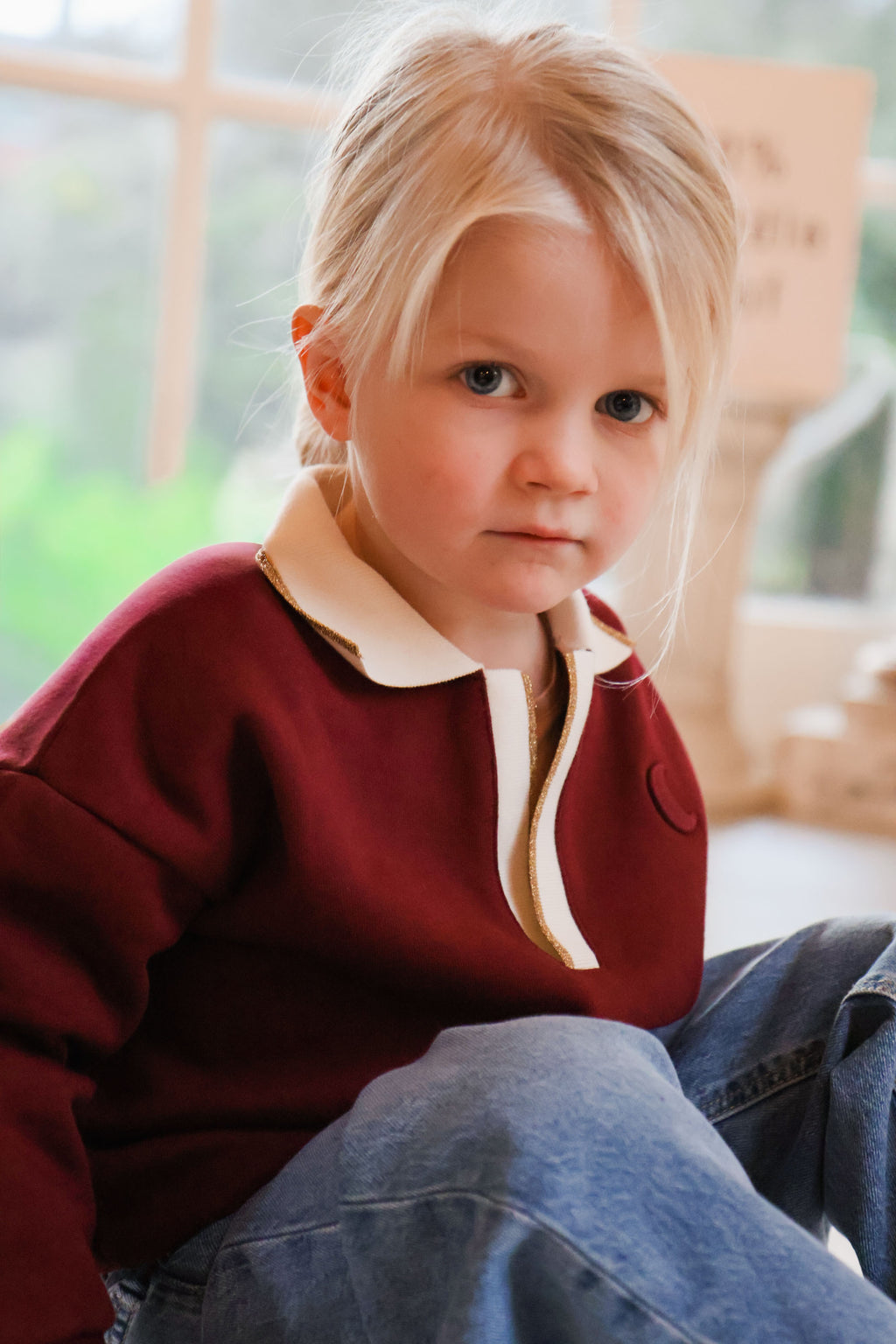burgundy sweatshirt polo MOON kids