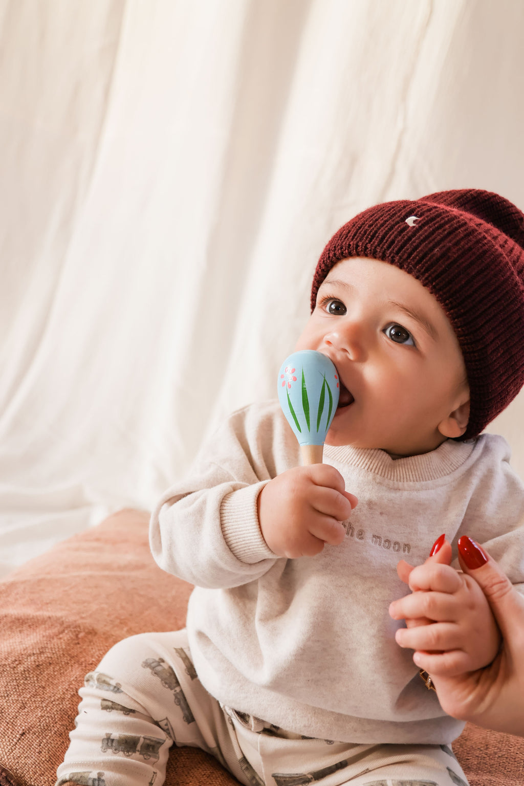 burgundy MOON BEANIE wool KIDS