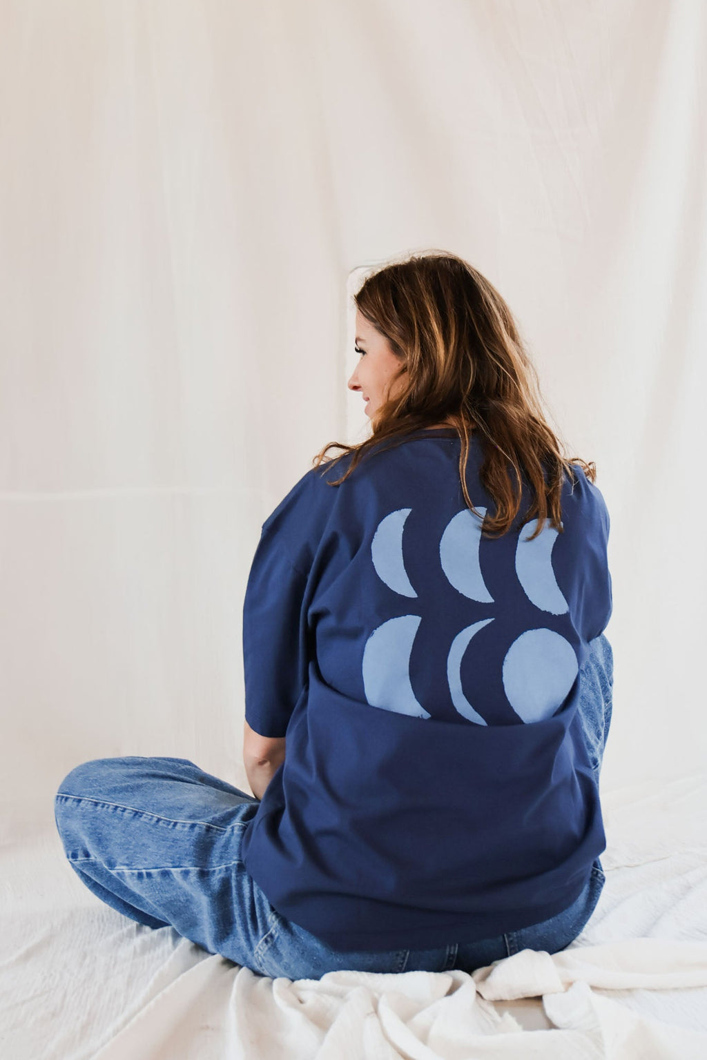 ink blue TO THE MOON loose fit t-shirt