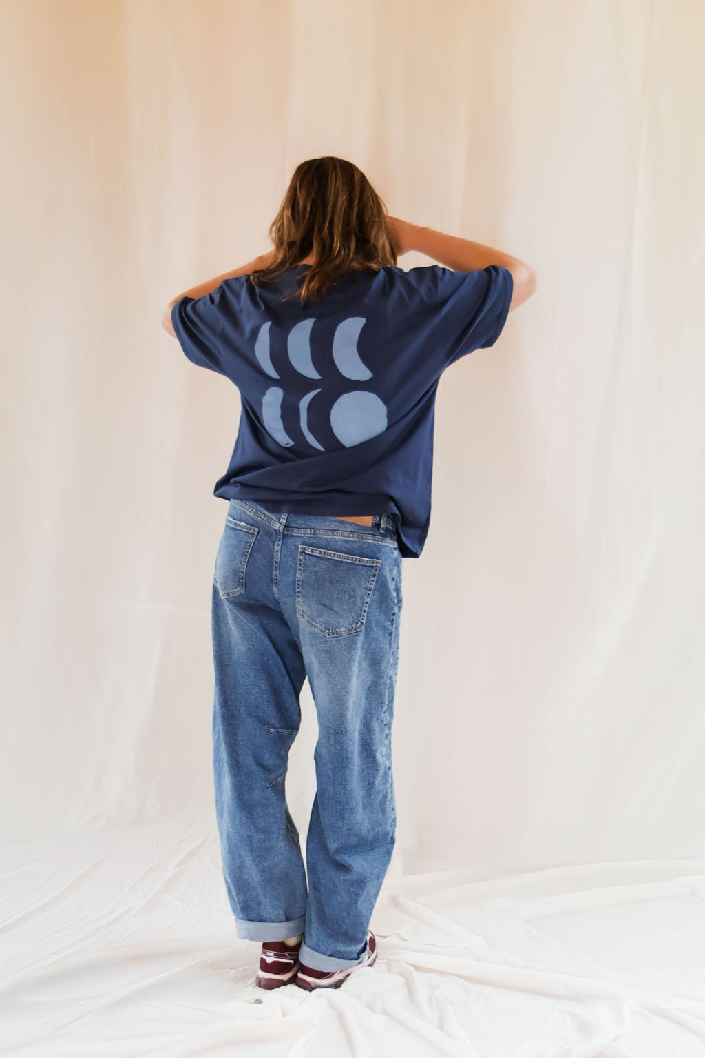 ink blue TO THE MOON loose fit t-shirt