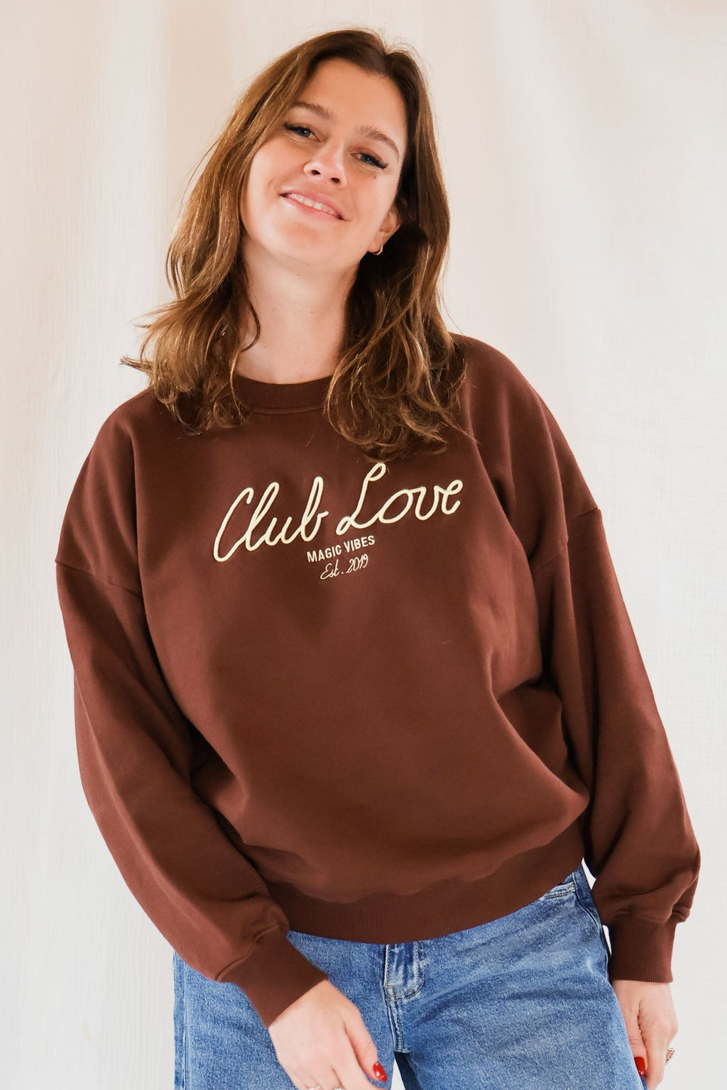 brown CLUB LOVE loose fit sweatshirt