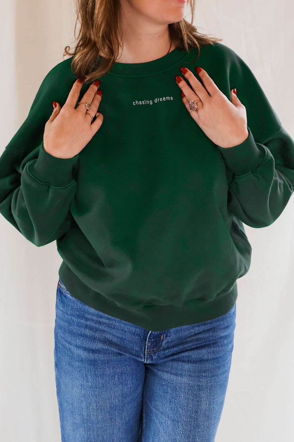 deep green CHASING DREAMS loose fit sweatshirt