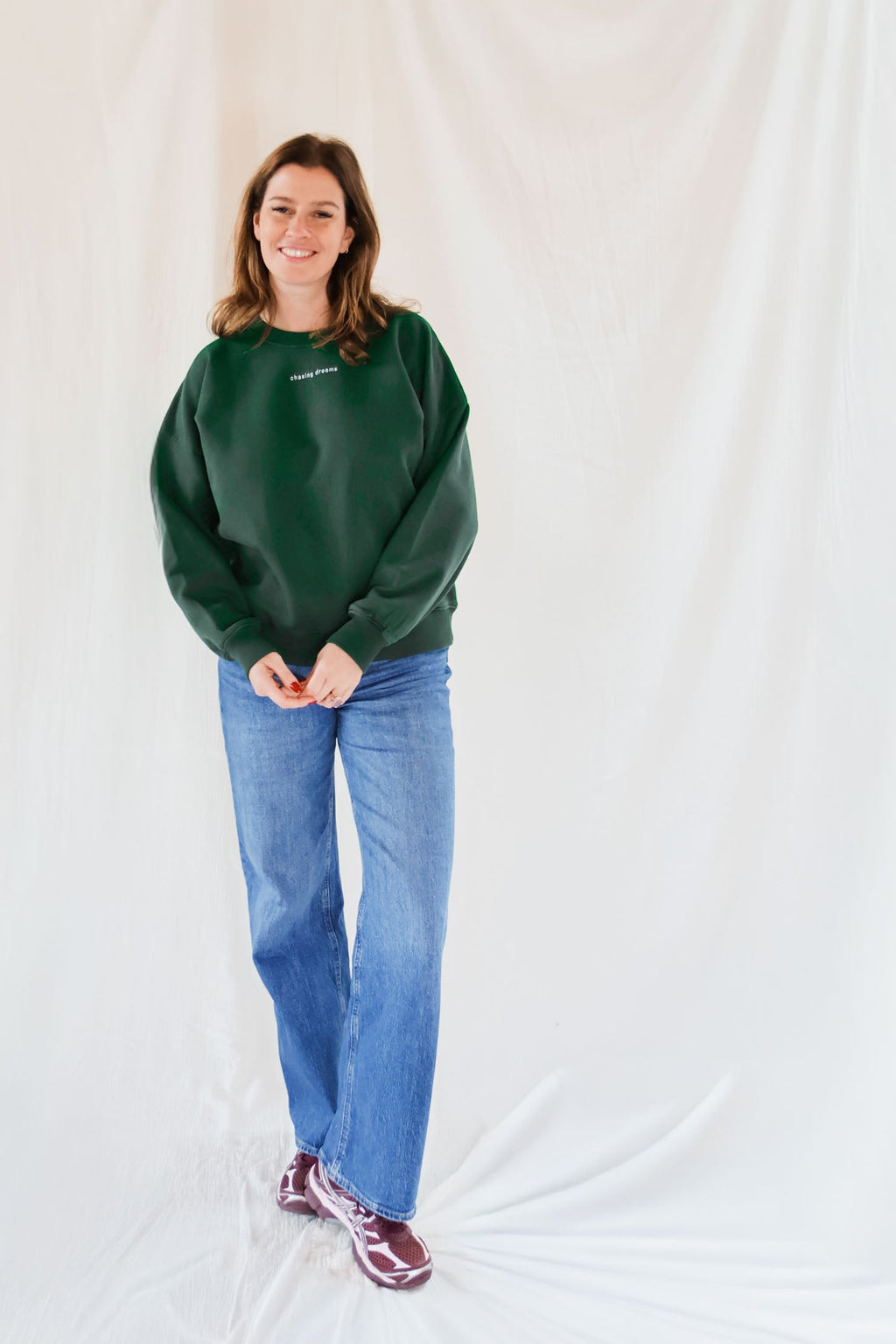 deep green CHASING DREAMS loose fit sweatshirt