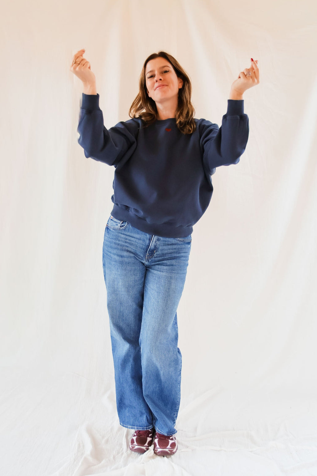 ink blue HEART loose fit sweatshirt