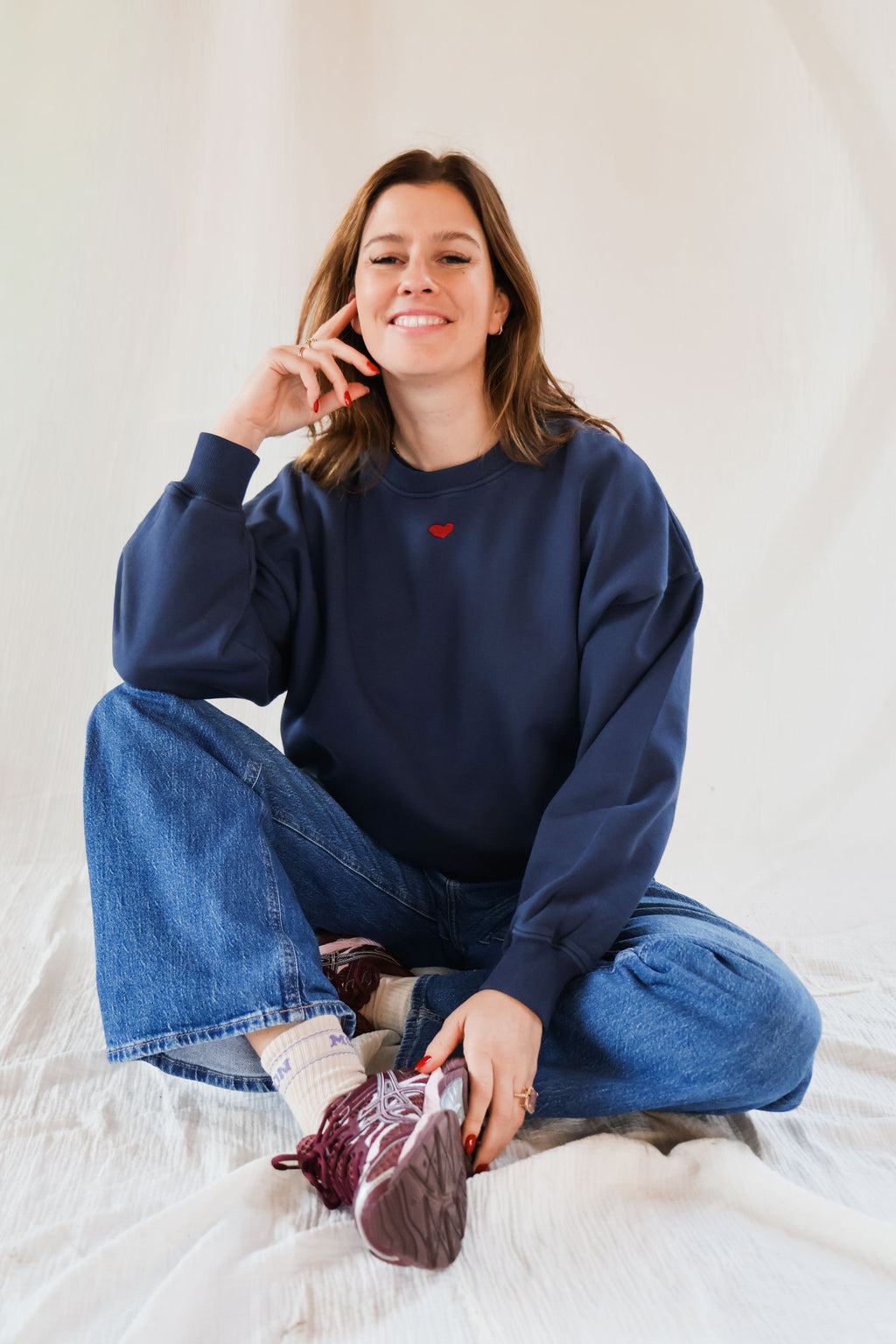 ink blue HEART loose fit sweatshirt