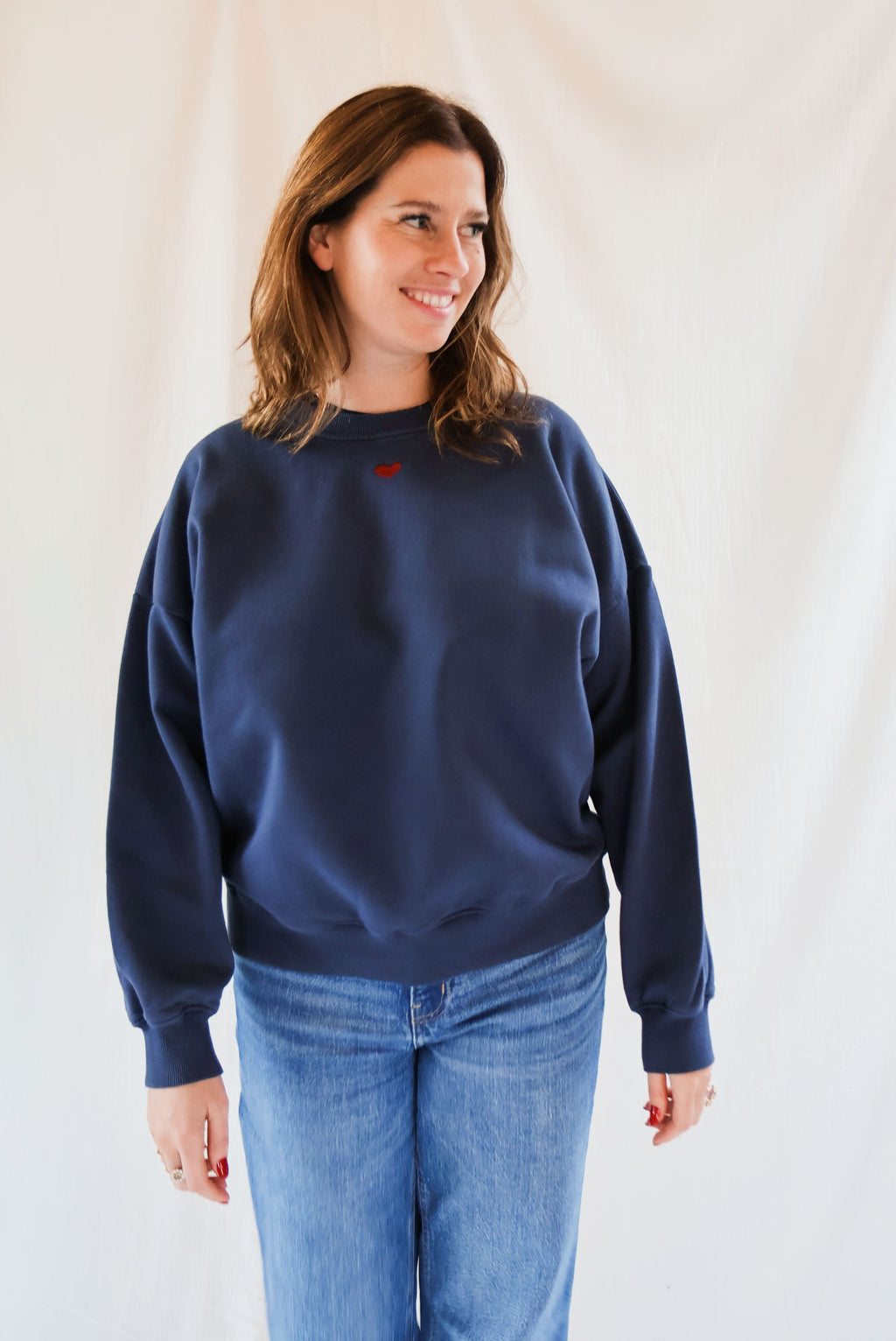 ink blue HEART loose fit sweatshirt