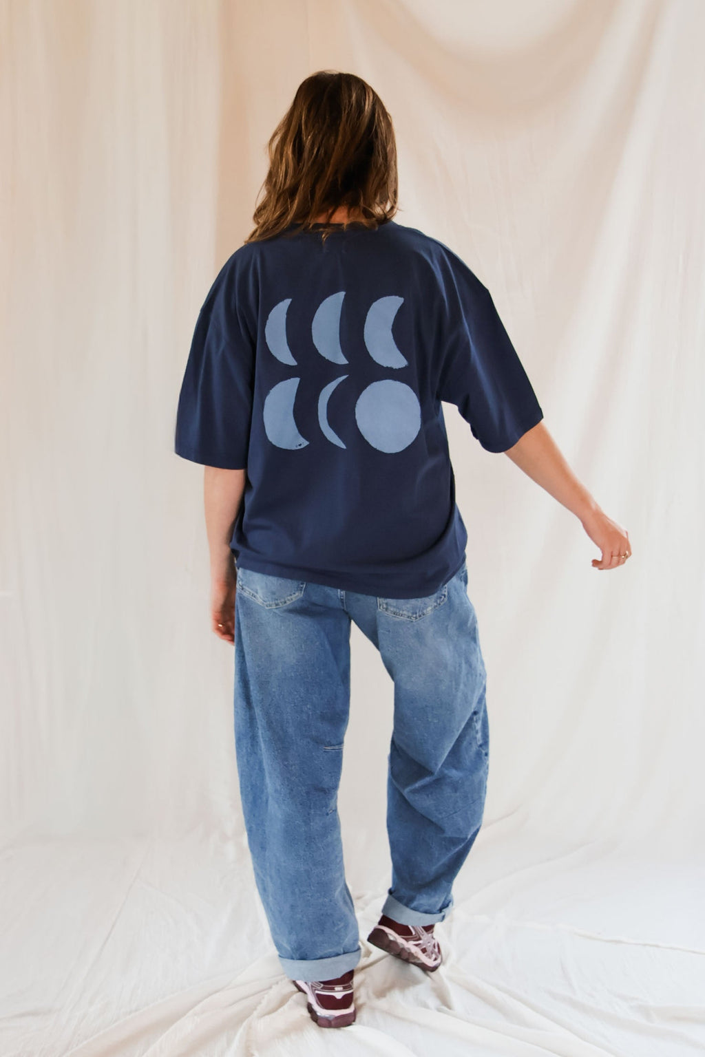 ink blue TO THE MOON loose fit t-shirt