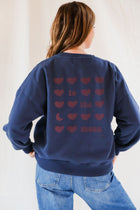 ink blue TO THE MOON HEARTS loose fit sweatshirt