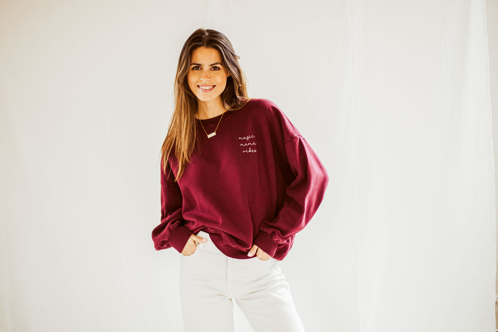 burgundy MAMA loose fit