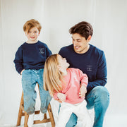 blue magic papa vibes sweatshirt with embroidered text for dads 