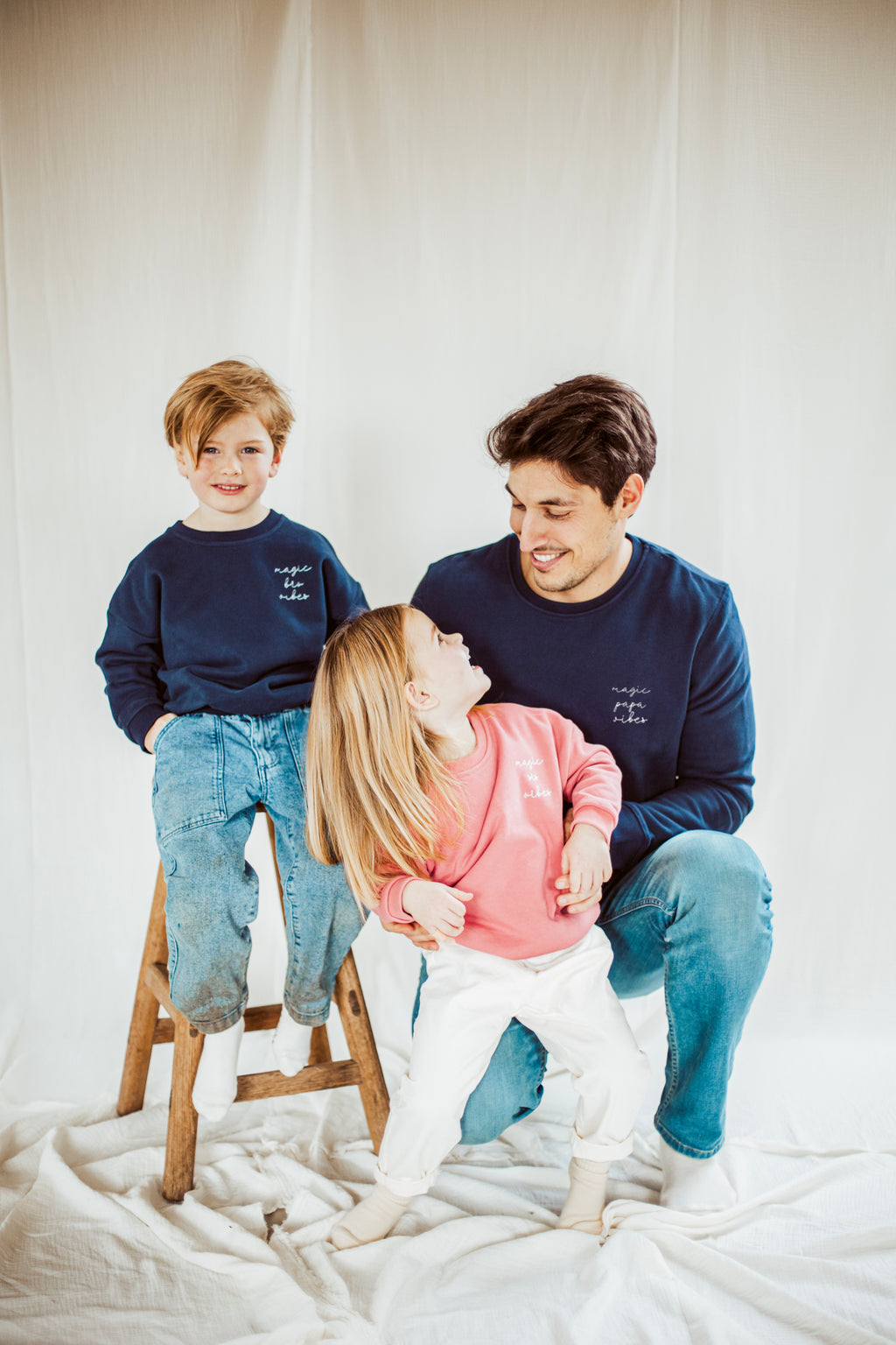 blue magic papa vibes sweatshirt with embroidered text for dads 