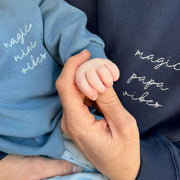 blue magic papa vibes sweatshirt with embroidered text for dads 