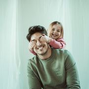olive green magic papa vibes sweatshirt with embroidered text for dads 