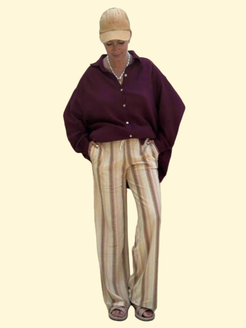 OLIVIA terry pants MOKKA stripes