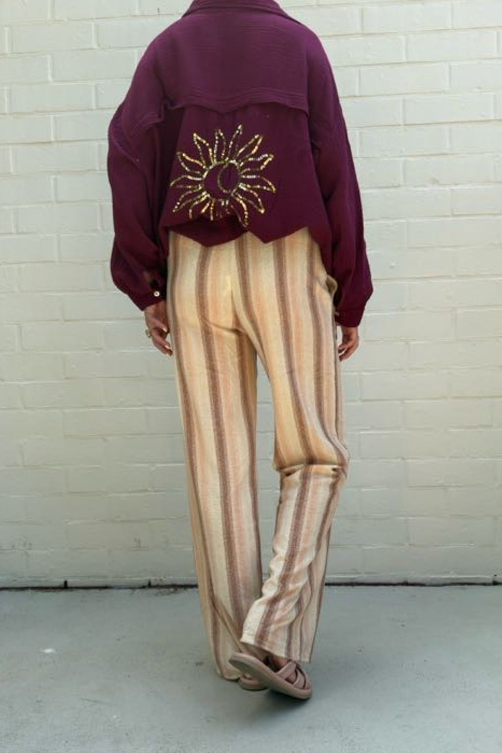OLIVIA terry pants MOKKA stripes