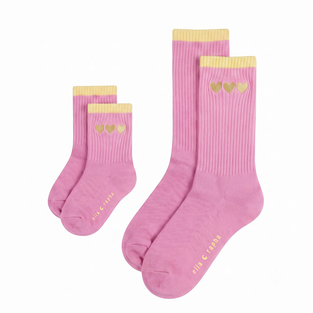 pink HEARTS kids socks