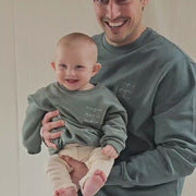 Pine green magic papa vibes sweatshirt with embroidered text for dads
