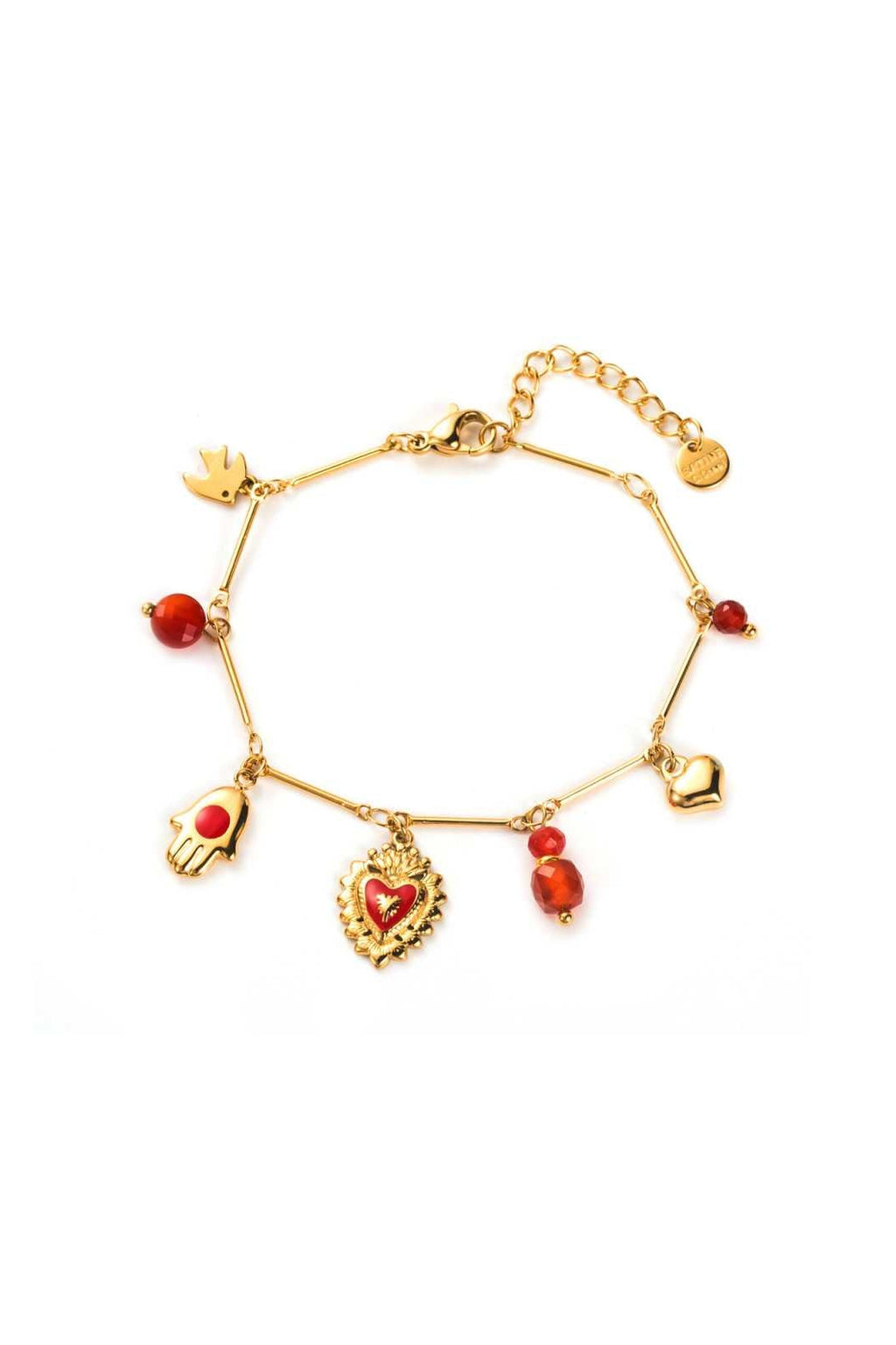 red HEART ROYAL charm bracelet