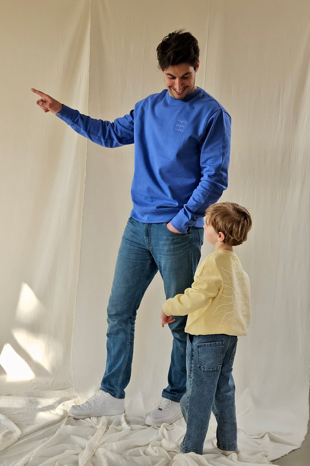 Sky blue magic papa vibes sweatshirt with embroidered text for dads 