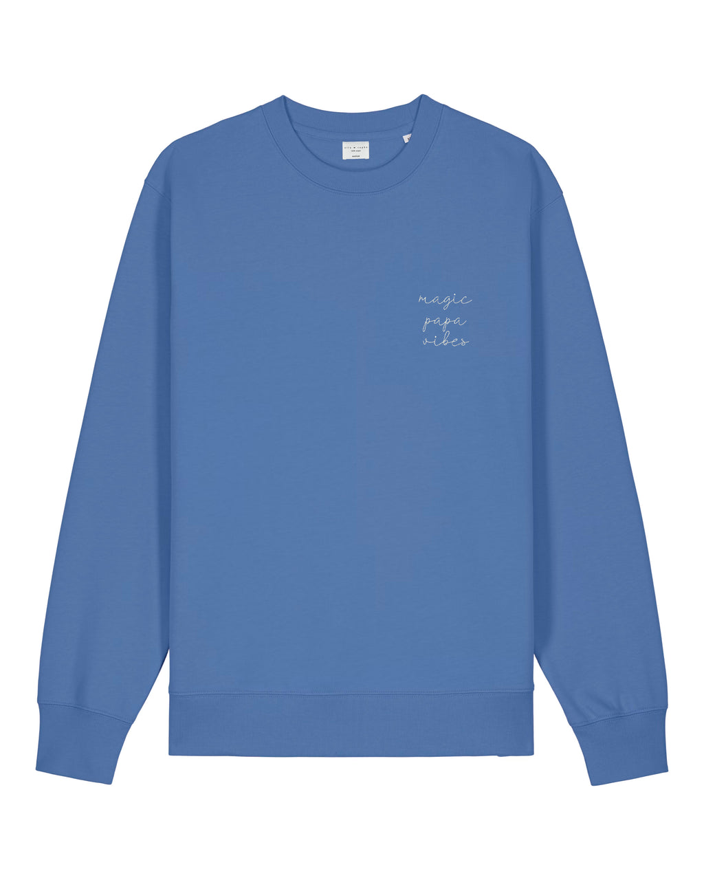 sky blue magic papa vibes sweatshirt with embroidered text for dads 