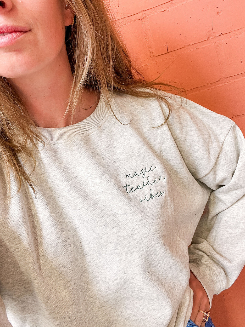 dreamy grey MAGIC TEACHER VIBES loose fit