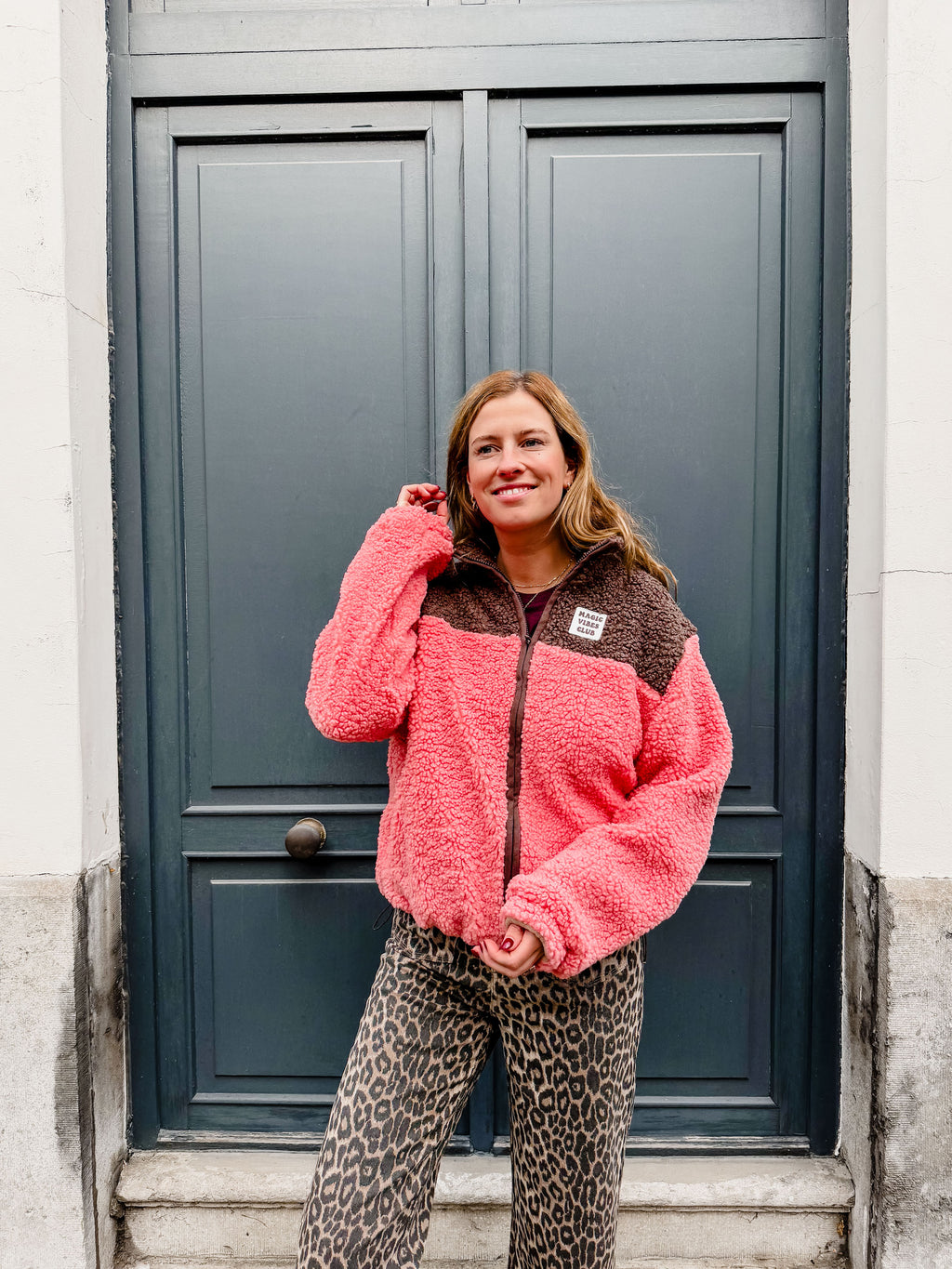 teddy SMILEY JACKET pink
