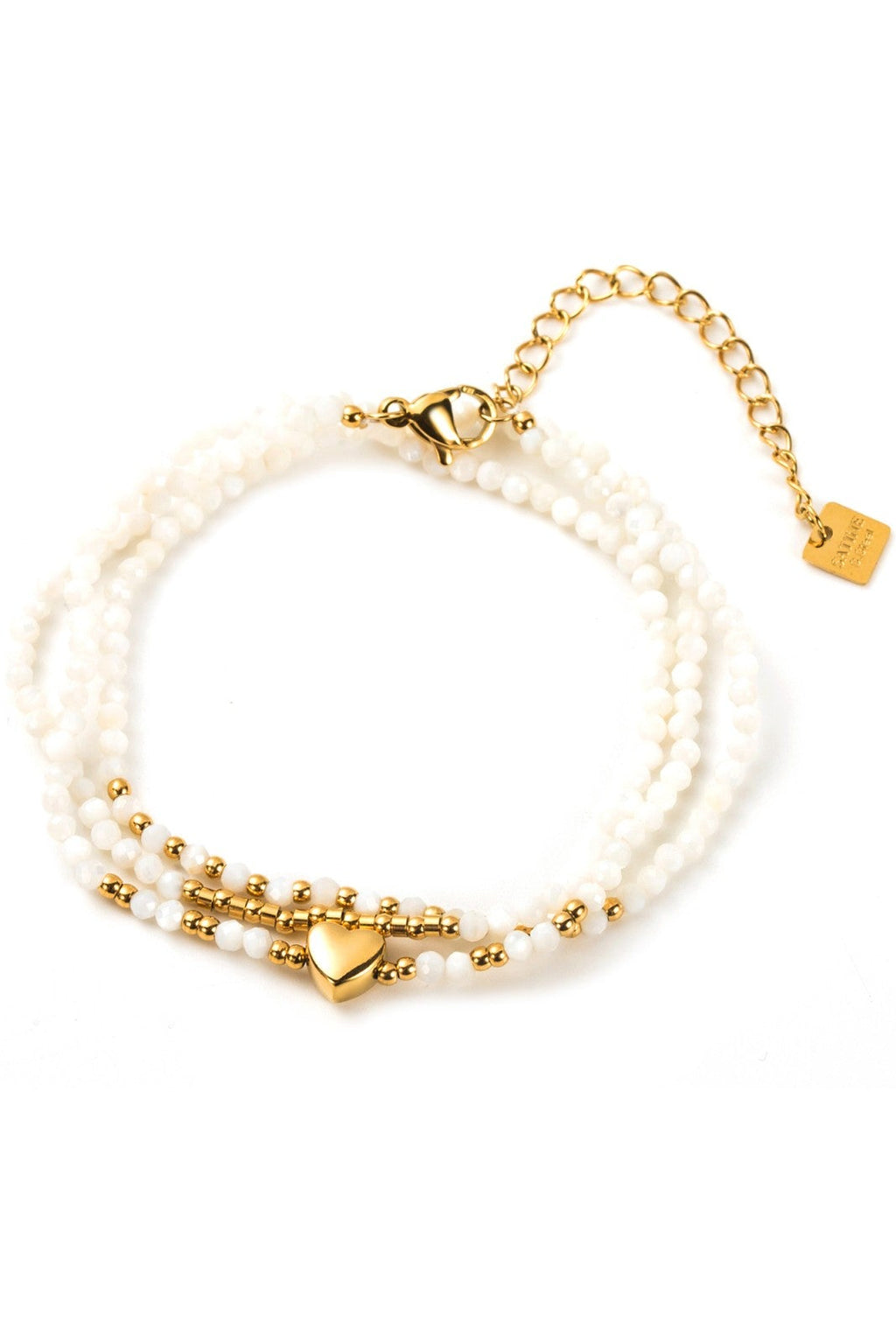 white beaded HEART bracelet