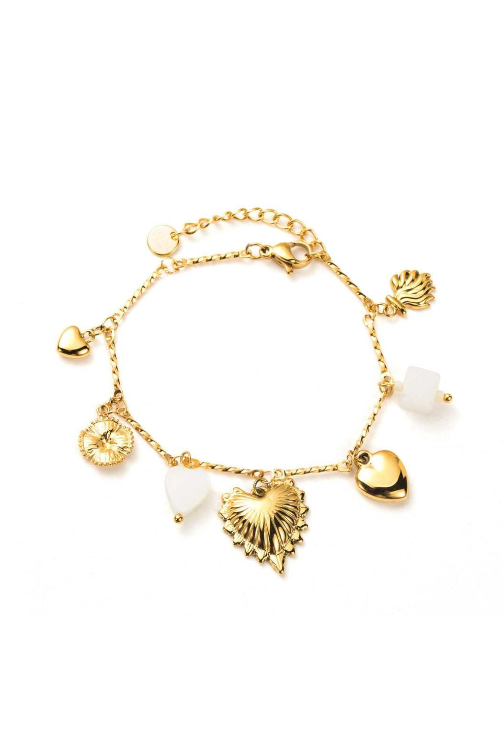 white HEART charm bracelet