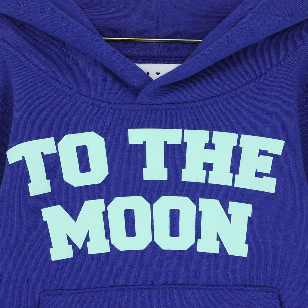 little worker blue TO THE MOON hoodie