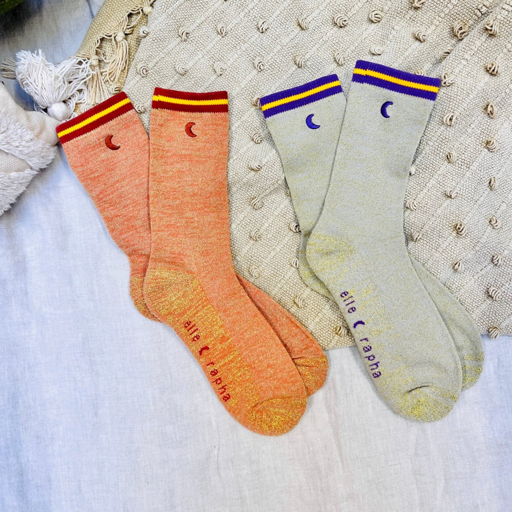 gold MOON glitter socks