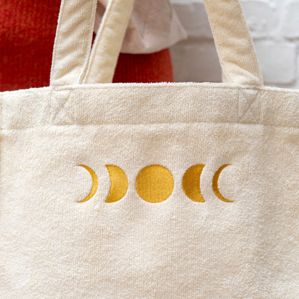white FULL MOON terry bag