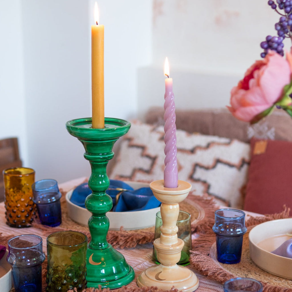 green TO THE MOON CANDLE HOLDER