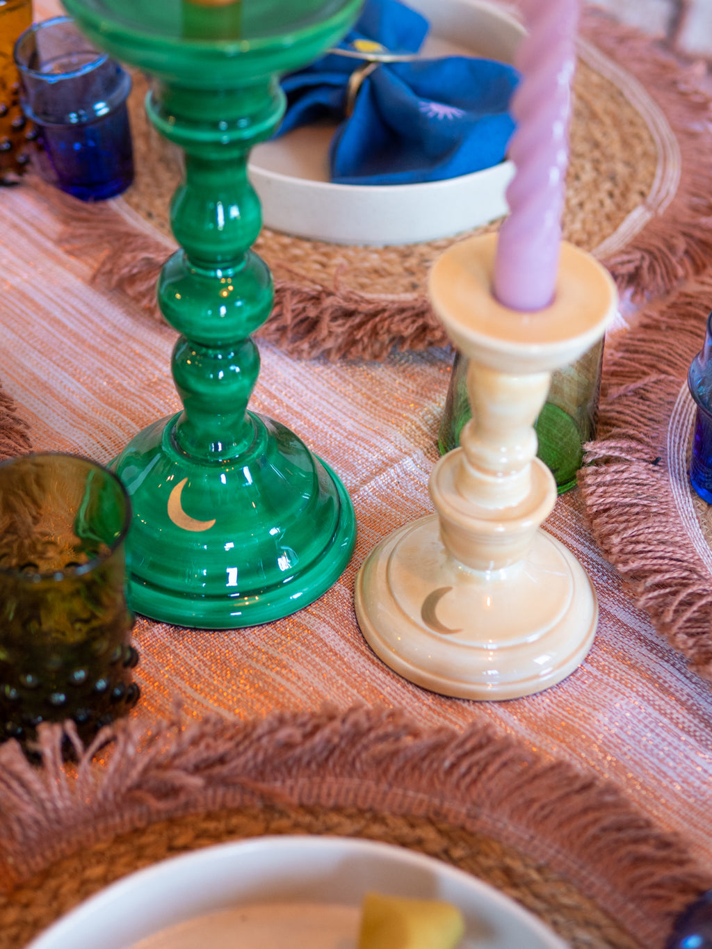 green TO THE MOON CANDLE HOLDER